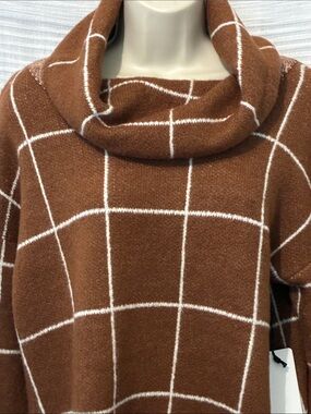 Line & Dot, Brown and White Cowl Neck Sweater, Women’s XS